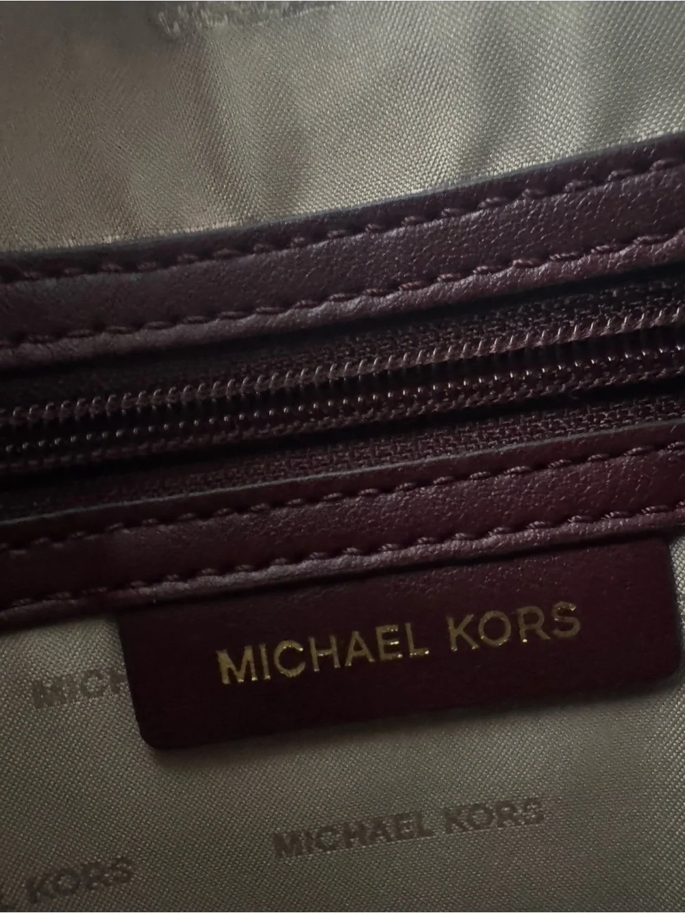Michael Kors Burgundy Leather Satchel with Gold Hardware